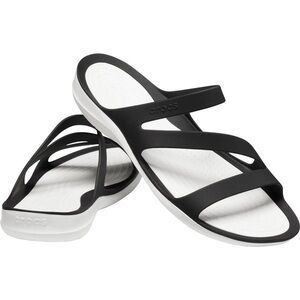 Crocs Black & White Sandals | Women’s Size 9 | Lightweight Comfort Slides EUC